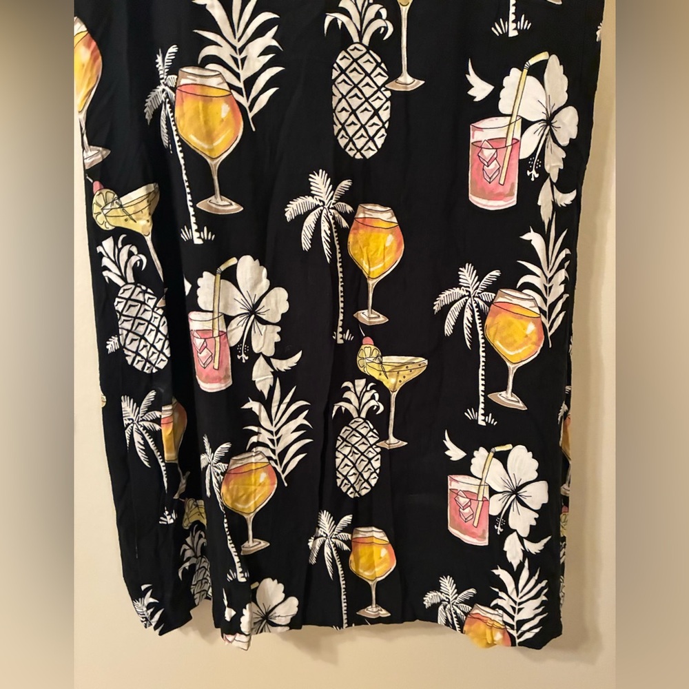 90s Vintage M Sleeveless Dress Tropical Cocktail Palm Vacation Cruise Margarita - Picture 4 of 6